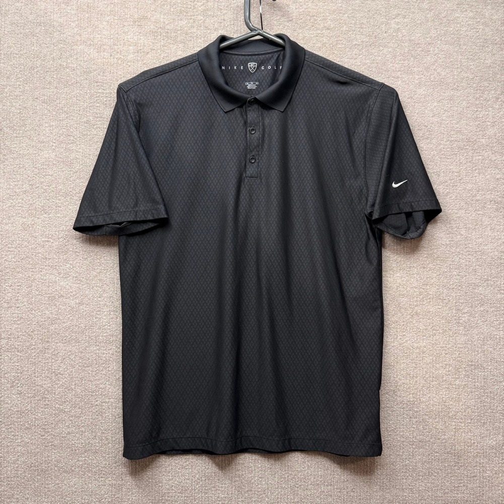 Nike Golf Fit Dry‎ Black Diamond Texture Polo Shirt Mens XL 206475-010